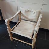 White leather safari armchair