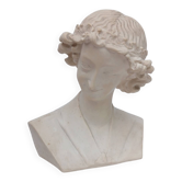 Plaster patinated angel bust - the smile of Reims