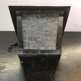 Suspension Old Lantern Metal Black - Vintage 70s Moulded Glass