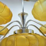 Lustre art déco en chrome et verre, 1930s