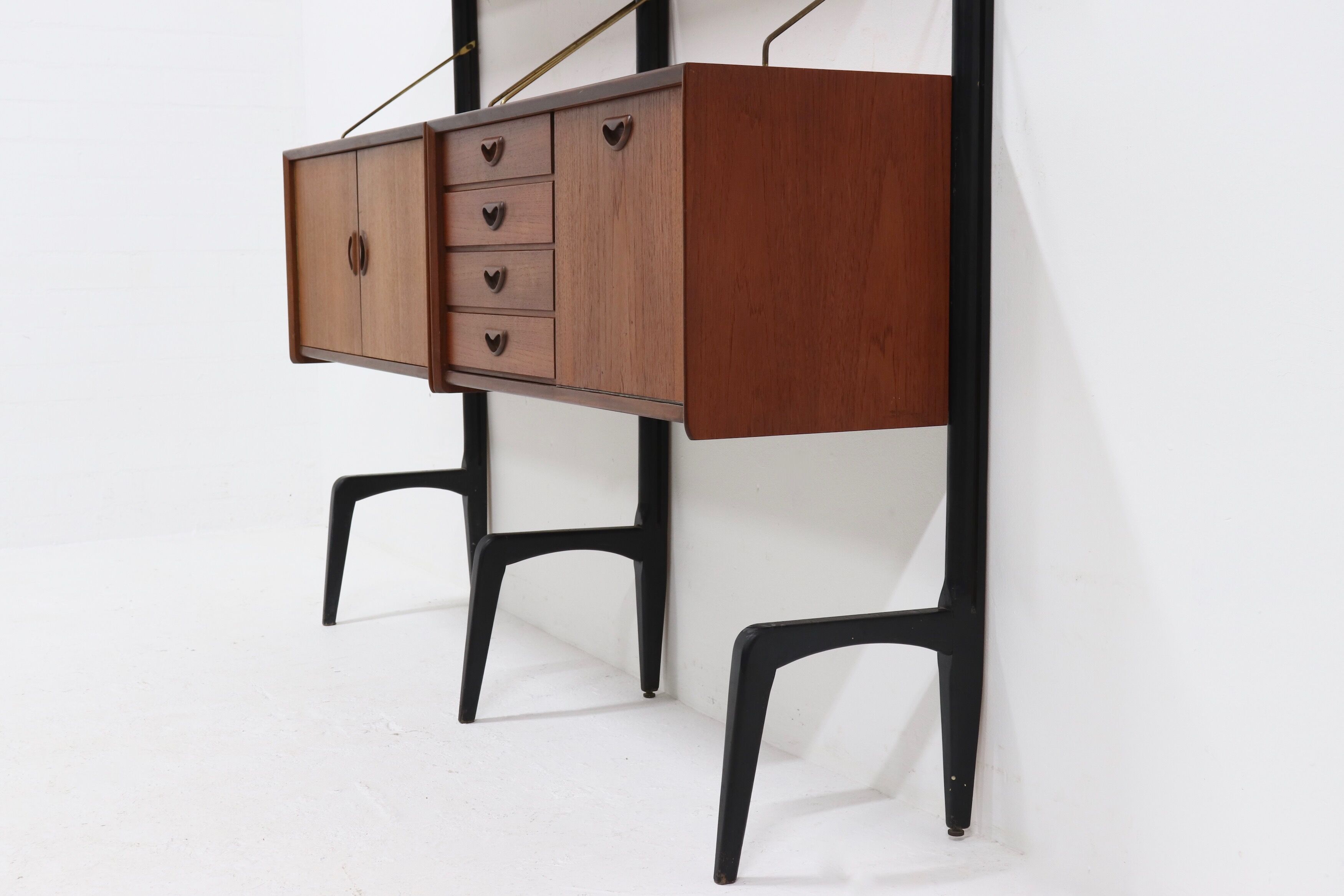 Teak Wall Unit by Louis van Teeffelen for WeBe 1950's
