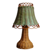 Woven rattan lamp dyed in celadon green 1950