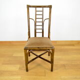 Series of 6 bamboo chairs & fabric 1980