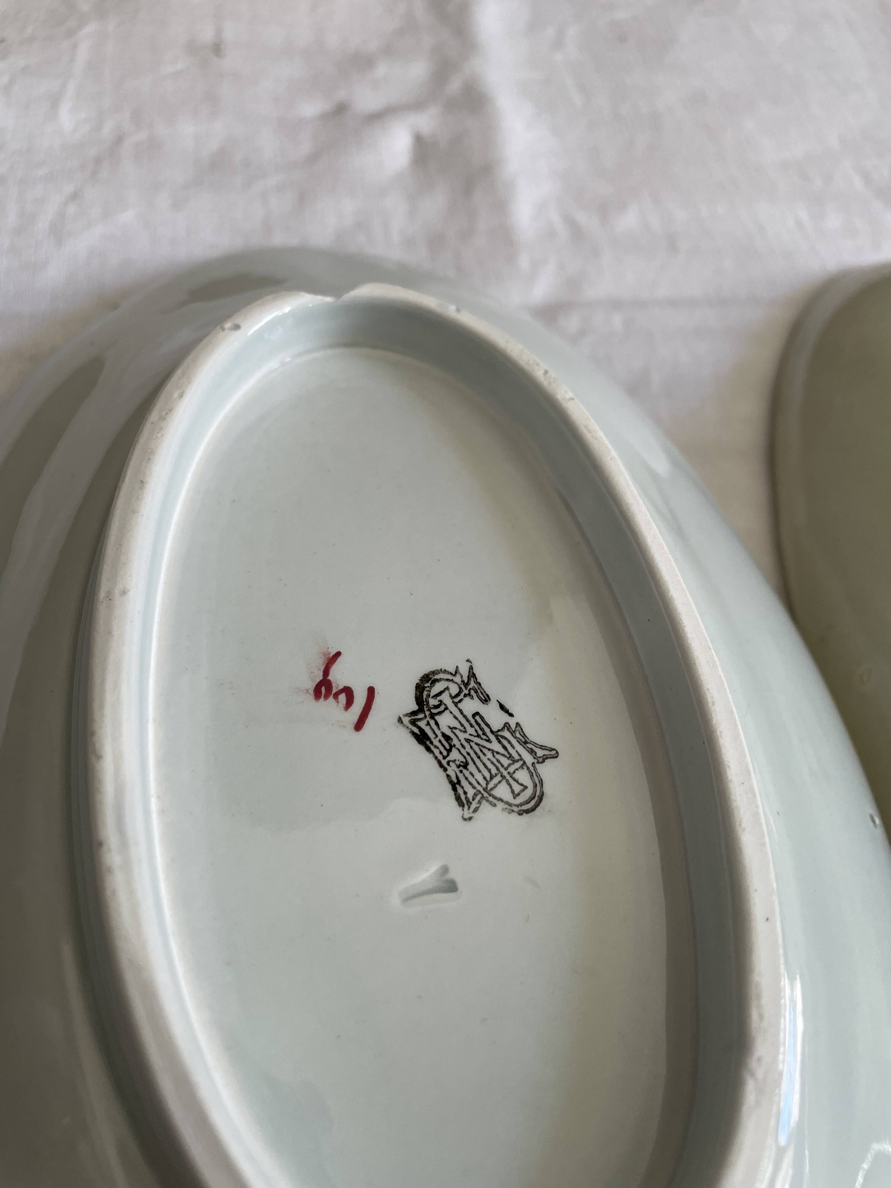 Oval dishes earthenware Gien decoration Horn of Abundance