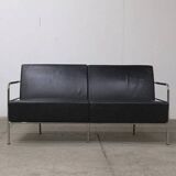 Canapé en cuir noir et chrome par Gunilla Allard, 1994