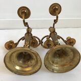 Pair of golden brass candlesticks