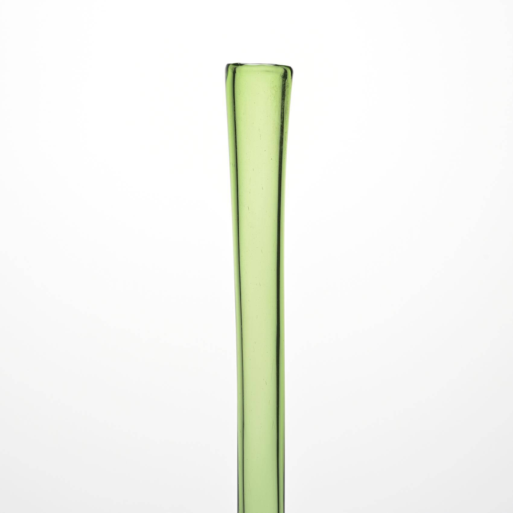 Green glass narrow-necked vase by Claude Morin, circa 1970