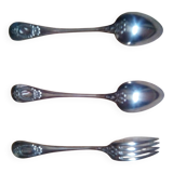3 couverts de table en métal argenté, XIXème s.