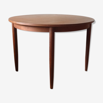 Table scandinave ronde teck et plaquée teck