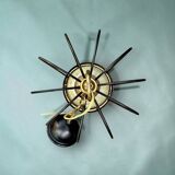 Brass suspension, black metal and striped glass attributed to Massive, 1950s.
