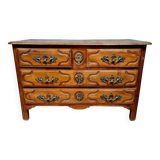 Commode arbalète style Louis XV en merisier massif vers 1900-1920