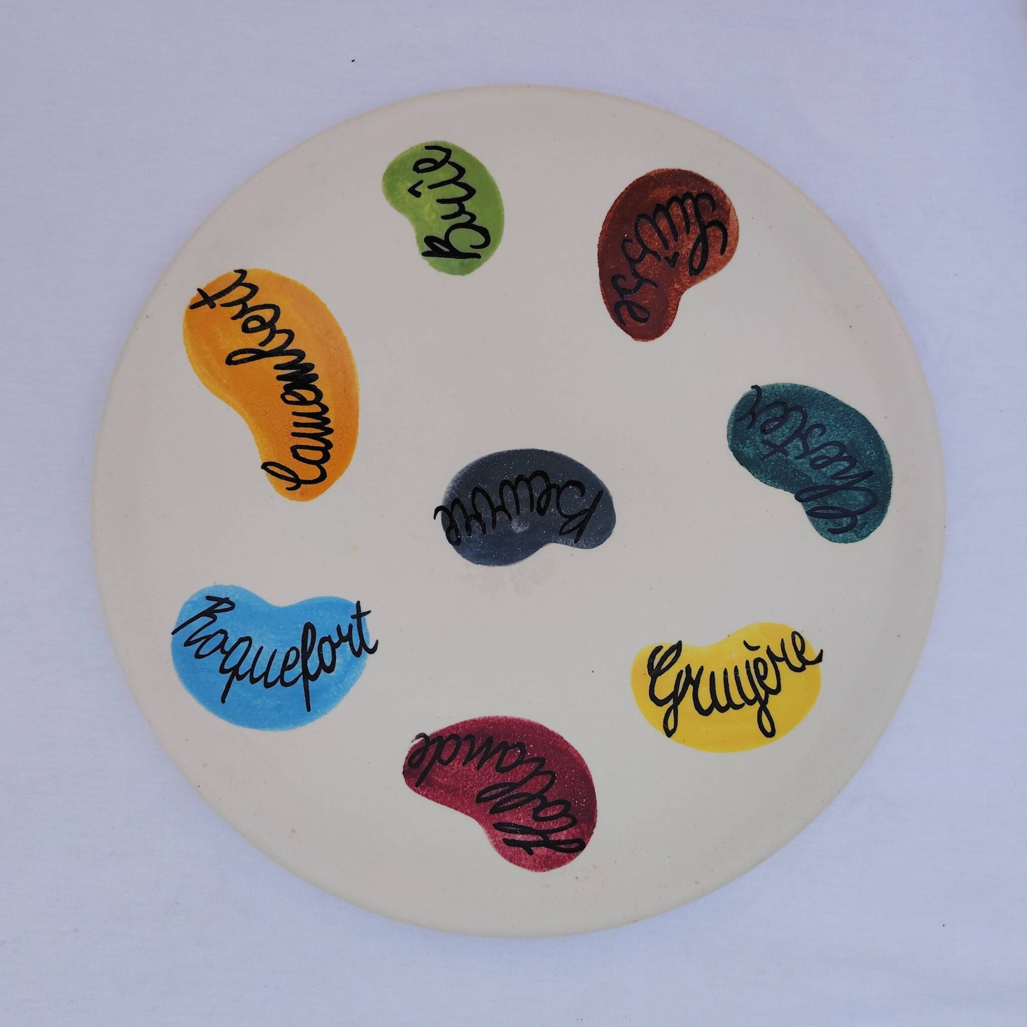 Cheese dome plate, ceramic, Elchinger, 1960s design