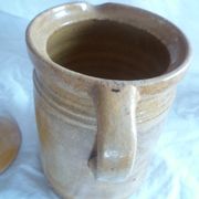 Milk jar / cream & its lid terracotta varnished Savoyard folk art chalet deco collector