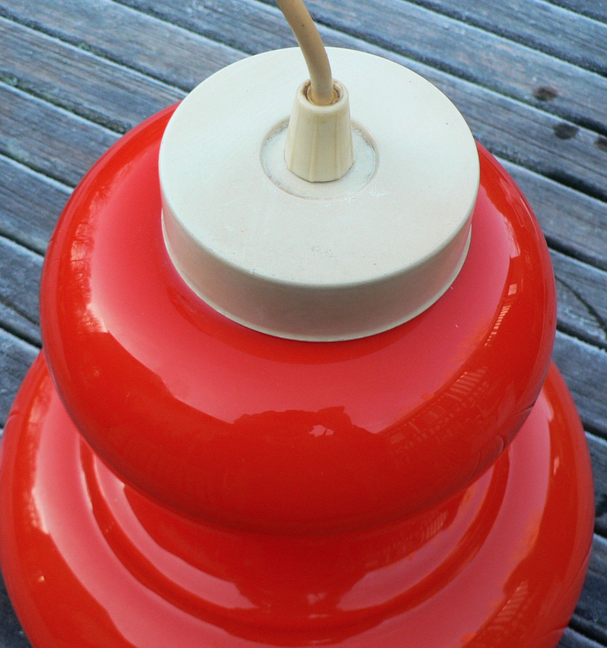 Suspension lamp globe bell opaline orange design 70