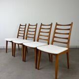 4 Scandinavian chairs, teak with boucle seats.