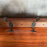 Ancien porte manteau bois + 2 patères double métal noir