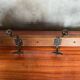 Old wooden coat rack + 2 double black metal hooks