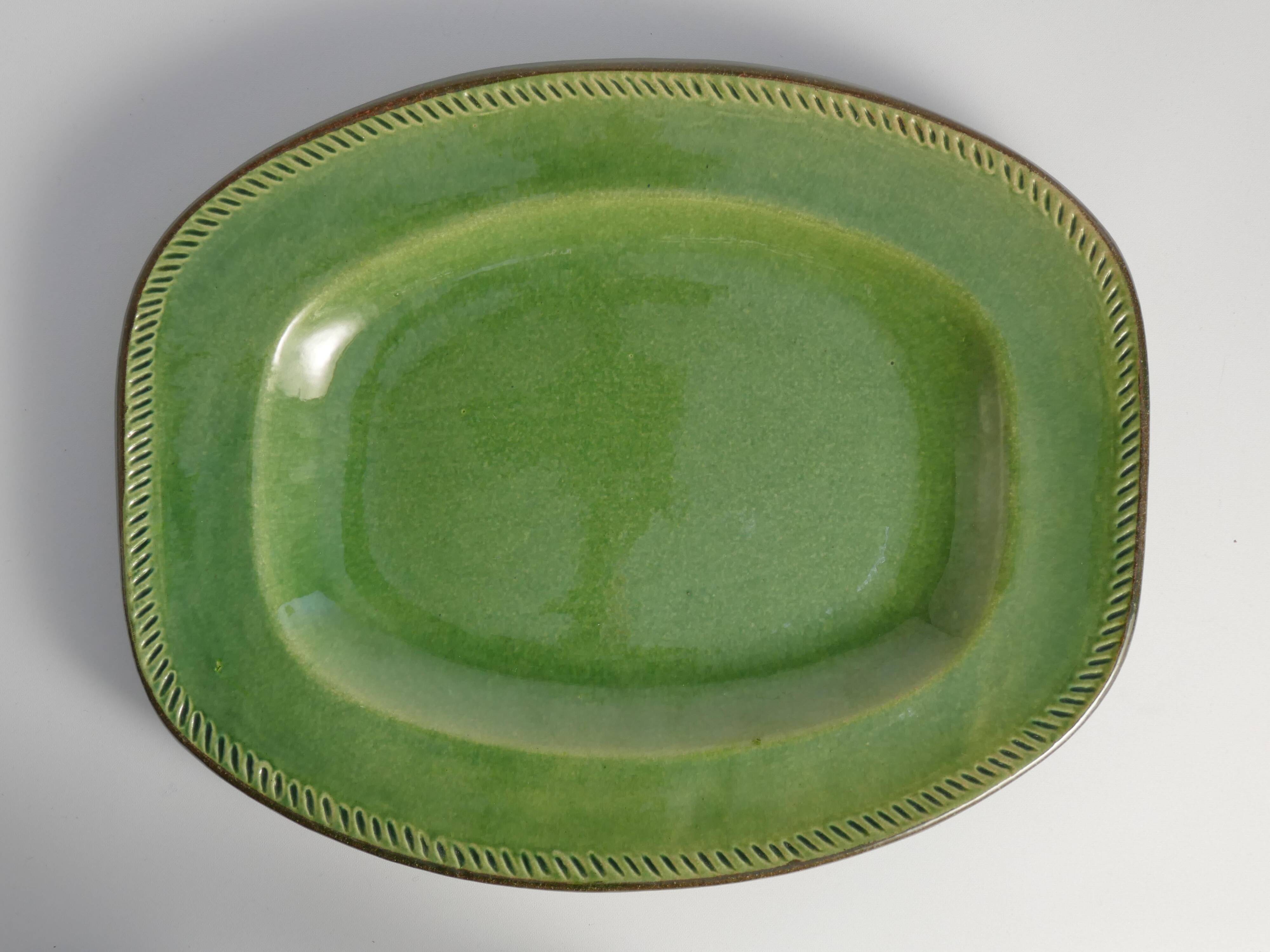 Emerald Green Stoneware Dish by Andersson & Johansson, Höganäs, Sweden