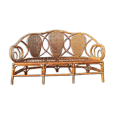 Rattan bench and cannage, vintage