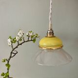 Baladeuse abat-jour vintage en verre jaune et transparent