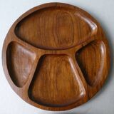 Lot of 4 plates or teak serving dishes, 70-80s