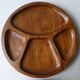 Lot of 4 plates or teak serving dishes, 70-80s