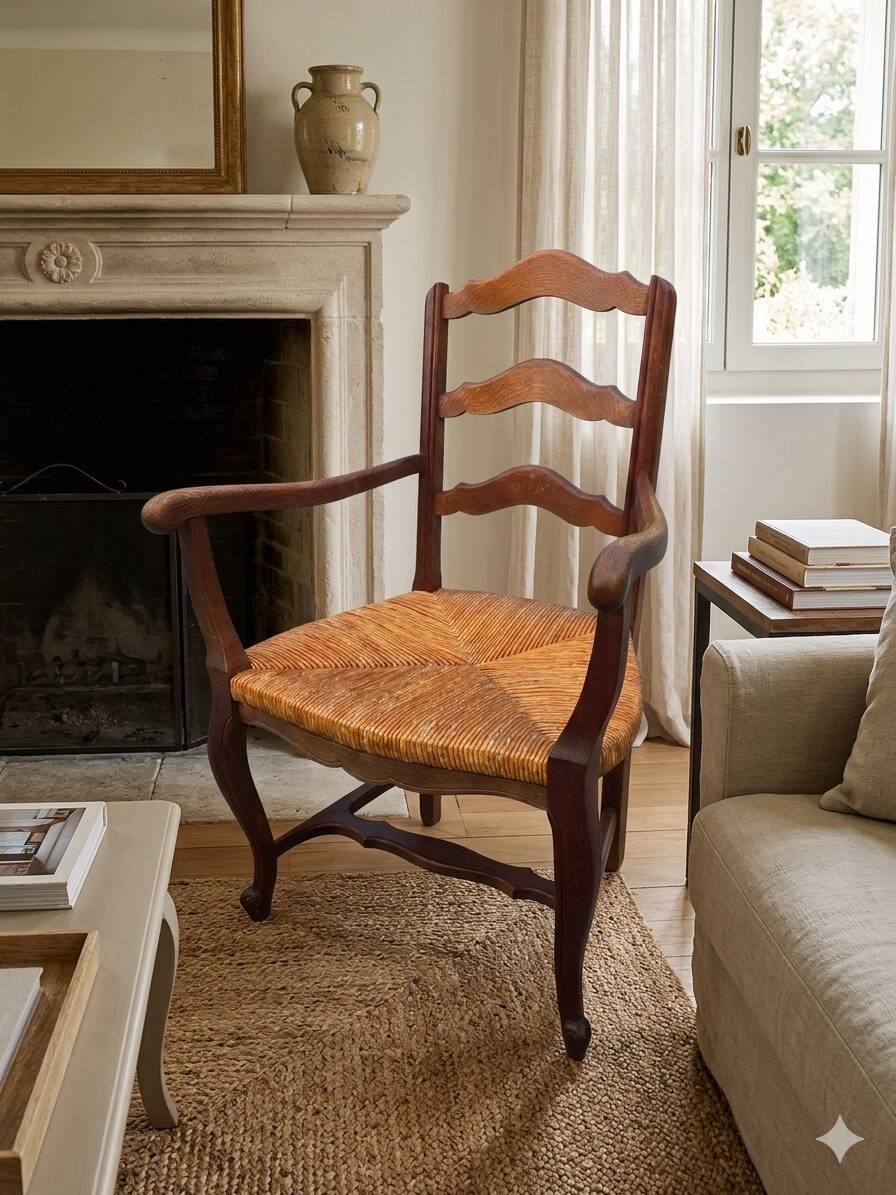 Fauteuil en chêne style Louis XV