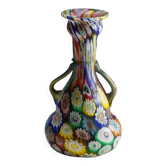 Vase millefiori murrine multicolore Fratelli Toso, Murano début du XXe siècle