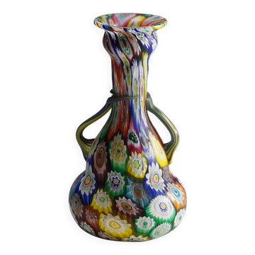 Multicoloured millefiori murrine vase by Fratelli Toso, Murano, early 20th century.