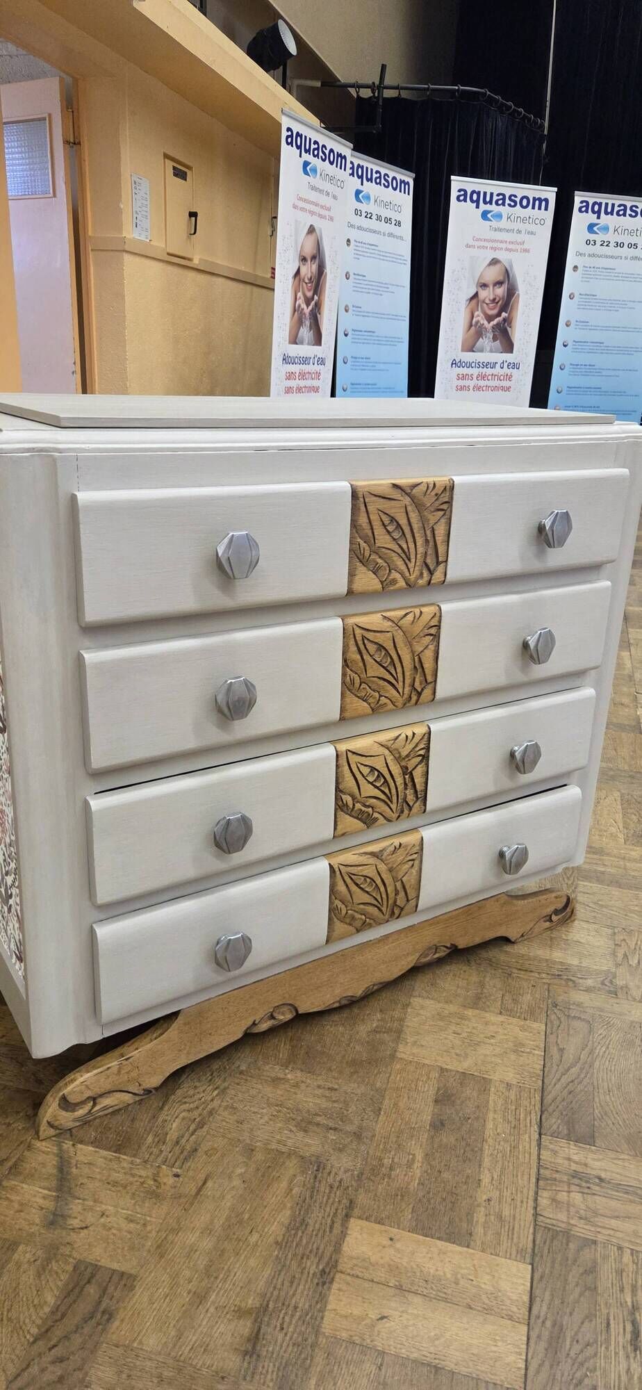 Art Deco chest of drawers with mustache feet