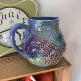 Ceramic pitcher salins france barbotine vintage retro