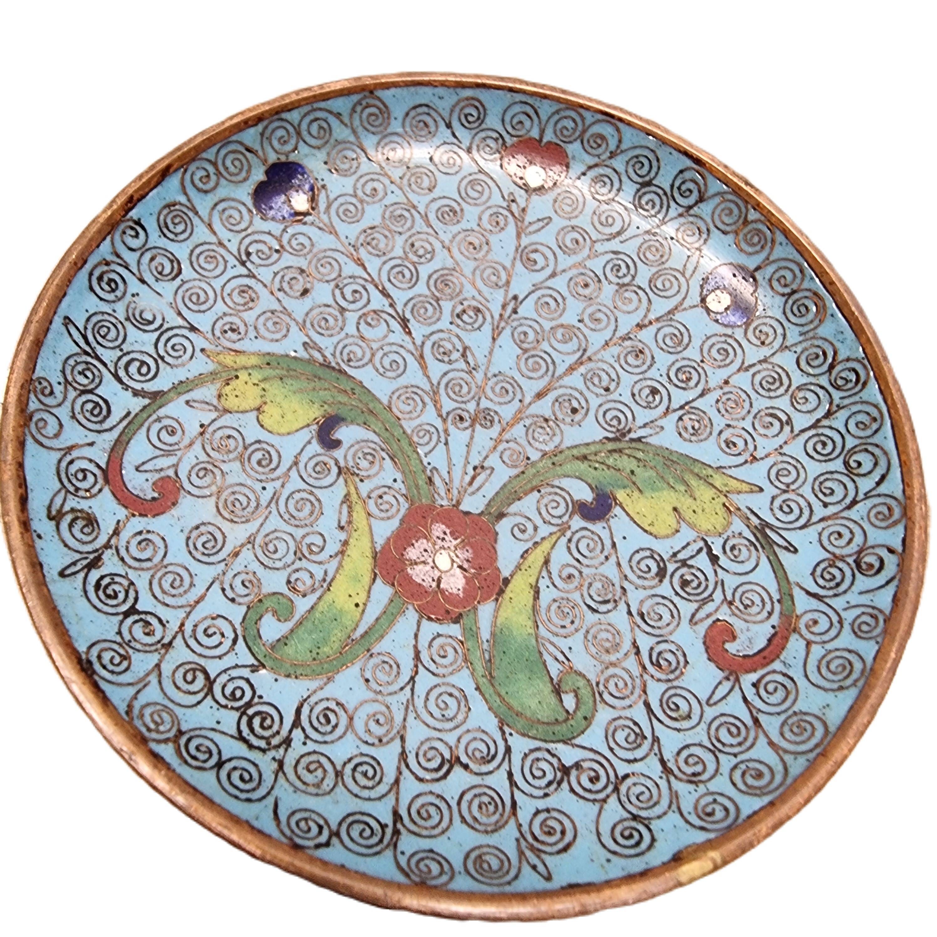 Vintage Cloisonne plate 1970s