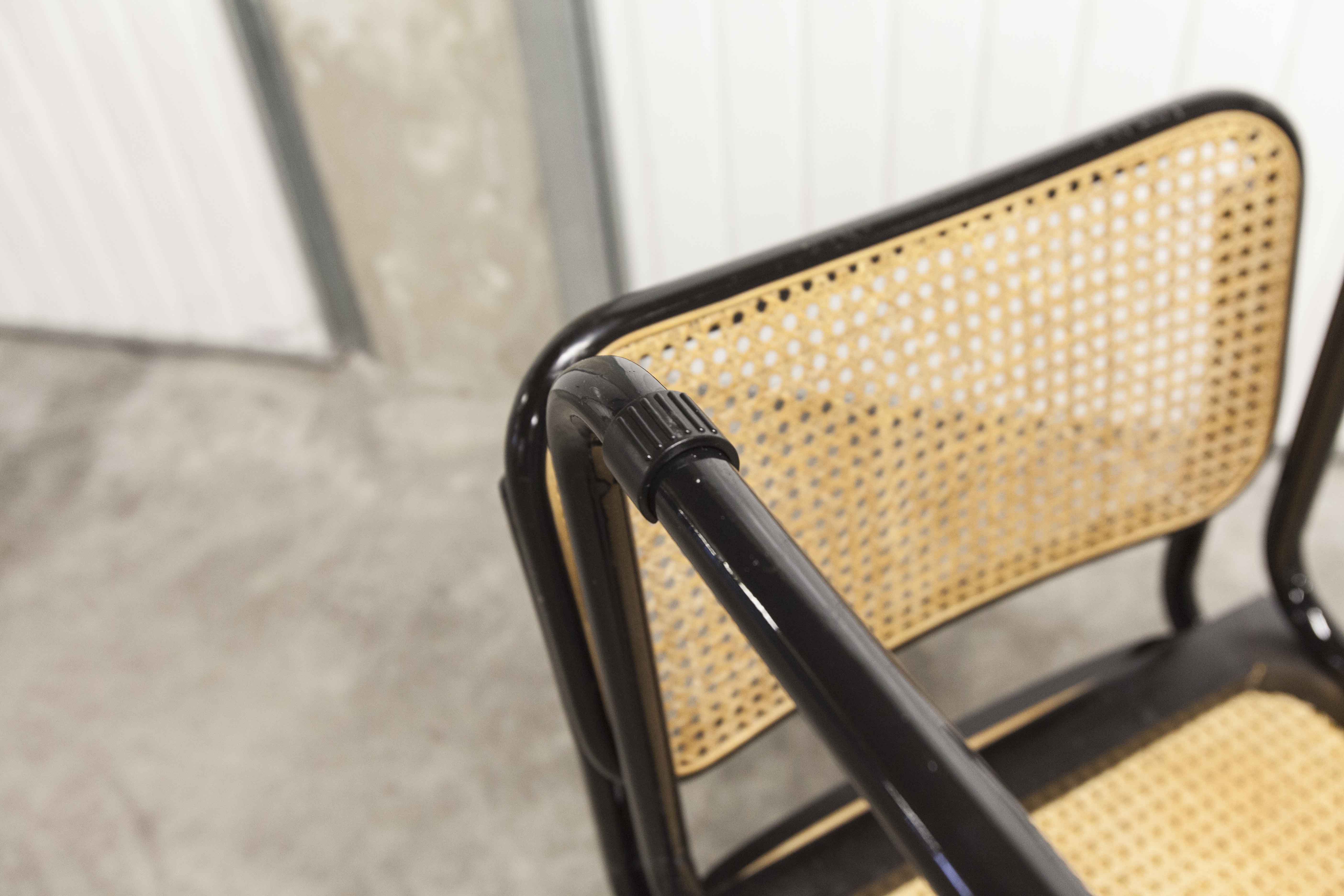 Pair of black Breuer B32 chairs restored, new stamps
