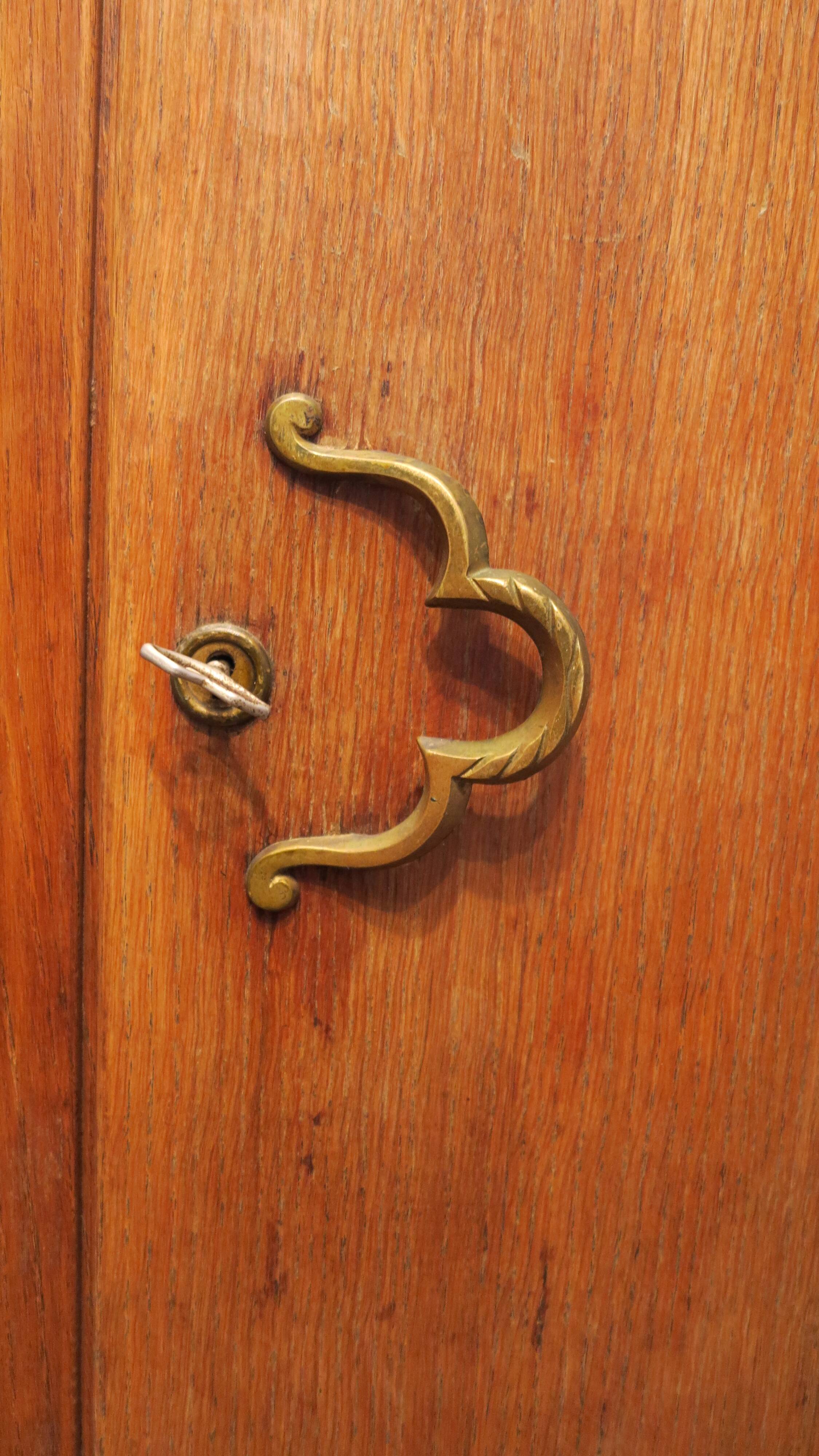 1930s three-door light oak wardrobe