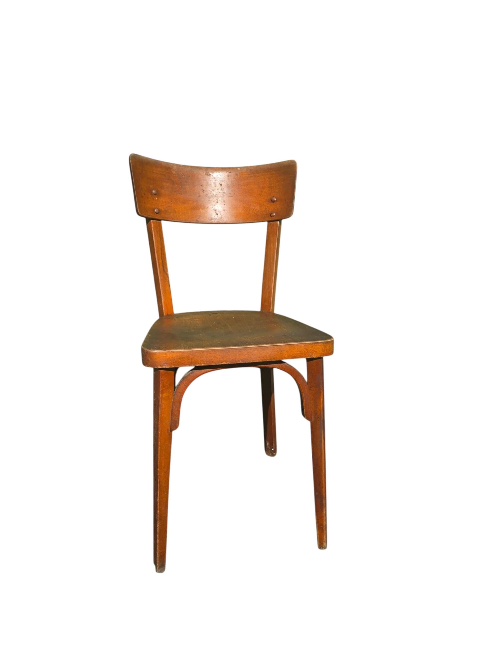 Chaise de billard ancienne Chevillotte en bois courbé