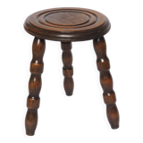 Turned wood tripod stool