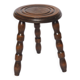 Turned wood tripod stool