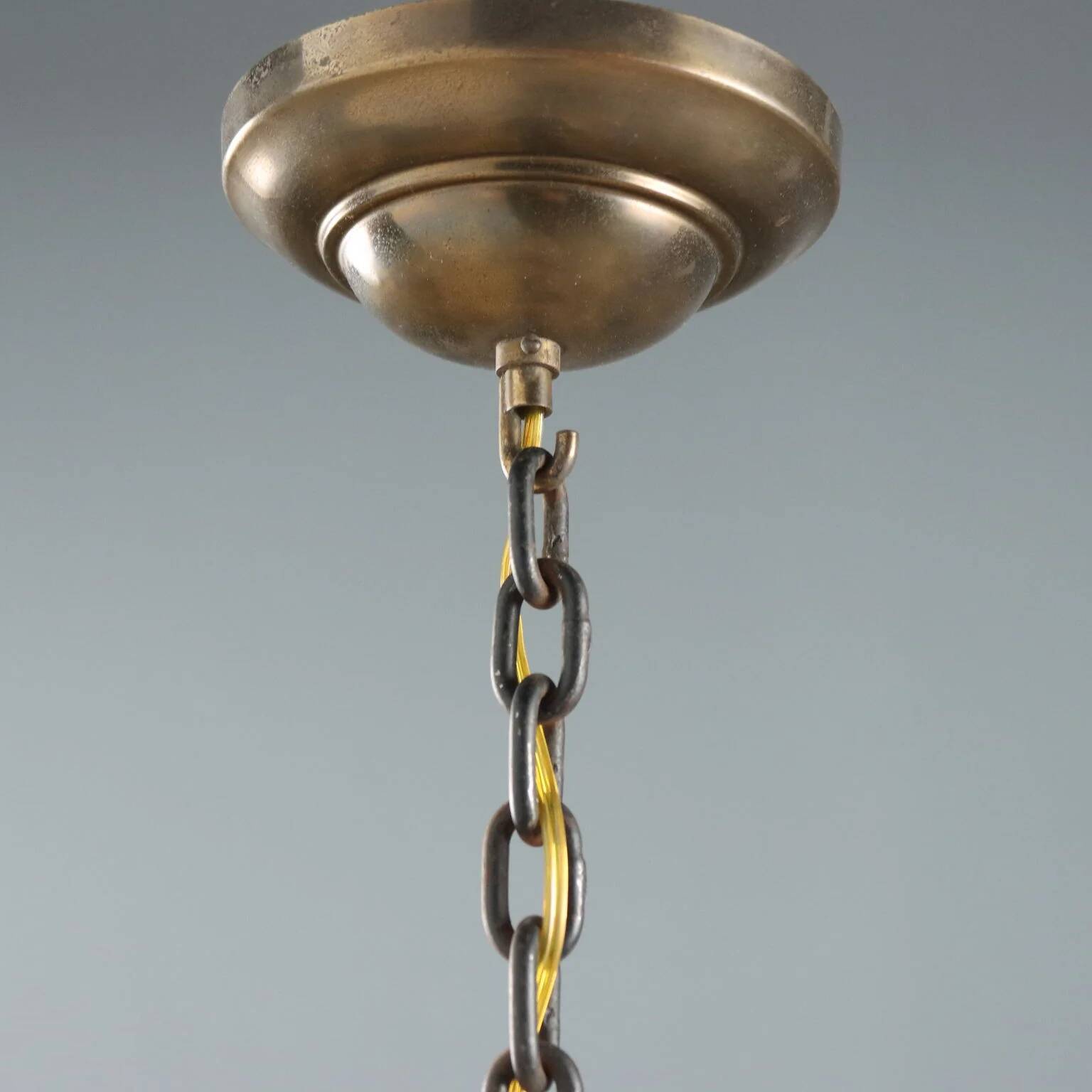 Vintage glass and brass pendant, Italy, 1950s