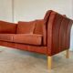 Canapé vintage danois rétro Skalma pour 2 personnes en cuir cognac