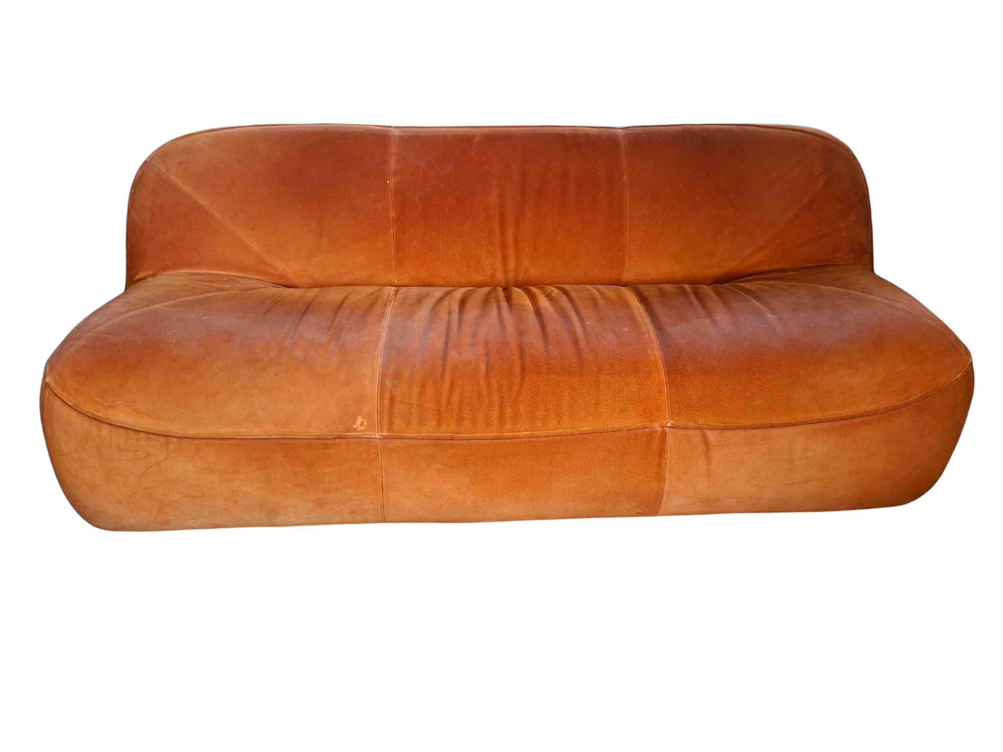 Set Vintage Anni '70: Divano 3 Posti + Poltrona in Velluto Arancione