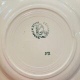 X5 hollow plate with green and red flowers -ceranord-made in france