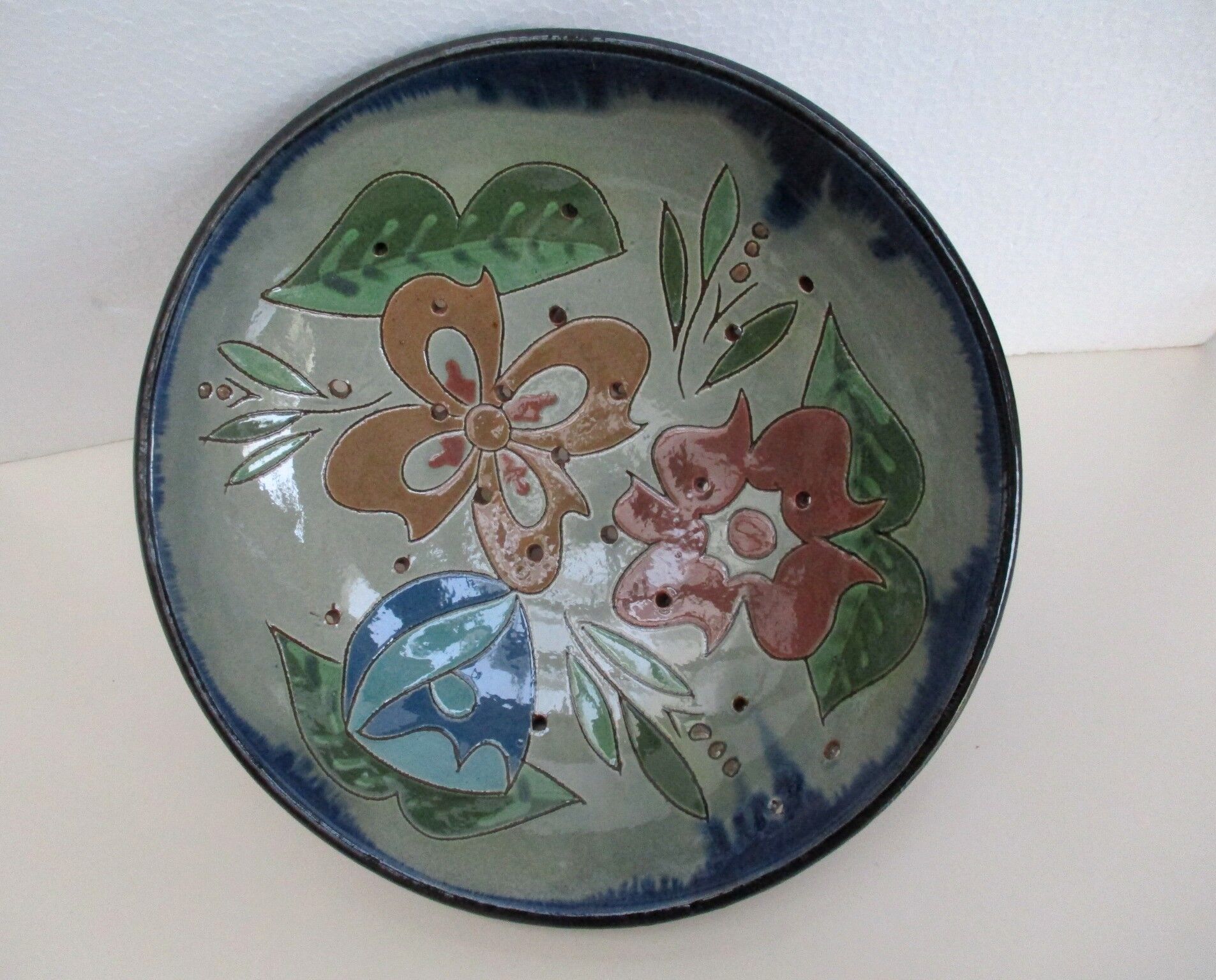 Salad bowl, Catalan ceramic drainer, decorated