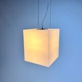 White plastic design cube pendant by Delta light Belgium, 1990s