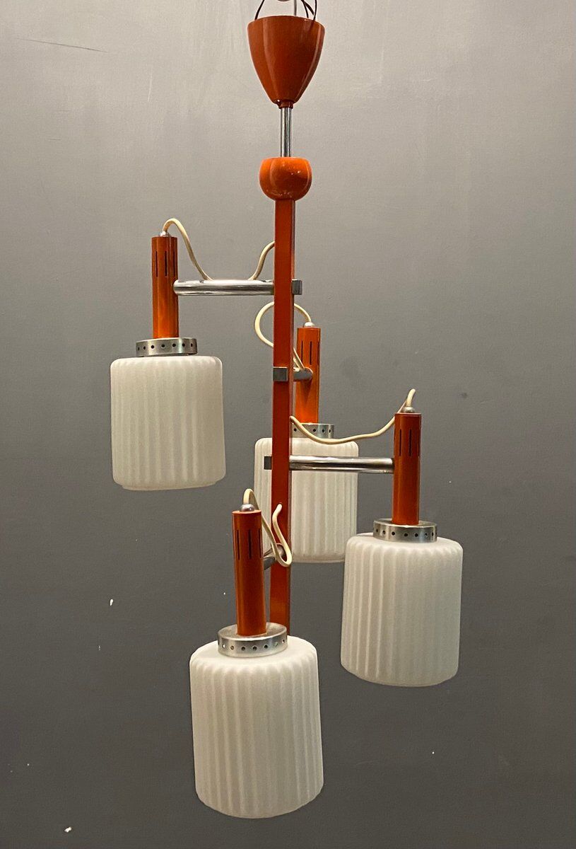 Mid-century italian orange opaline glass lamp