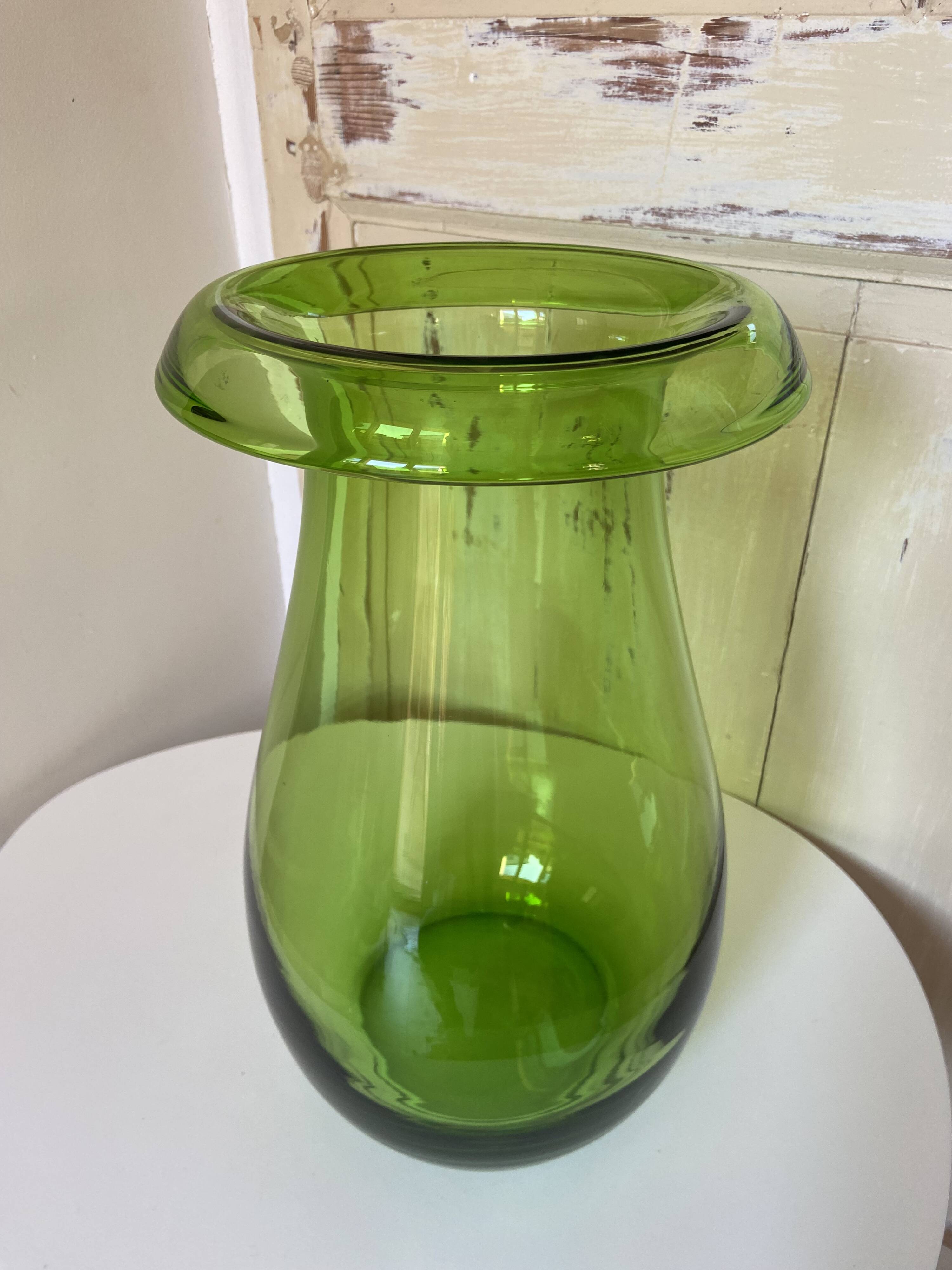 Large Ikea Green Glass Vase by Maria Vinka 1999