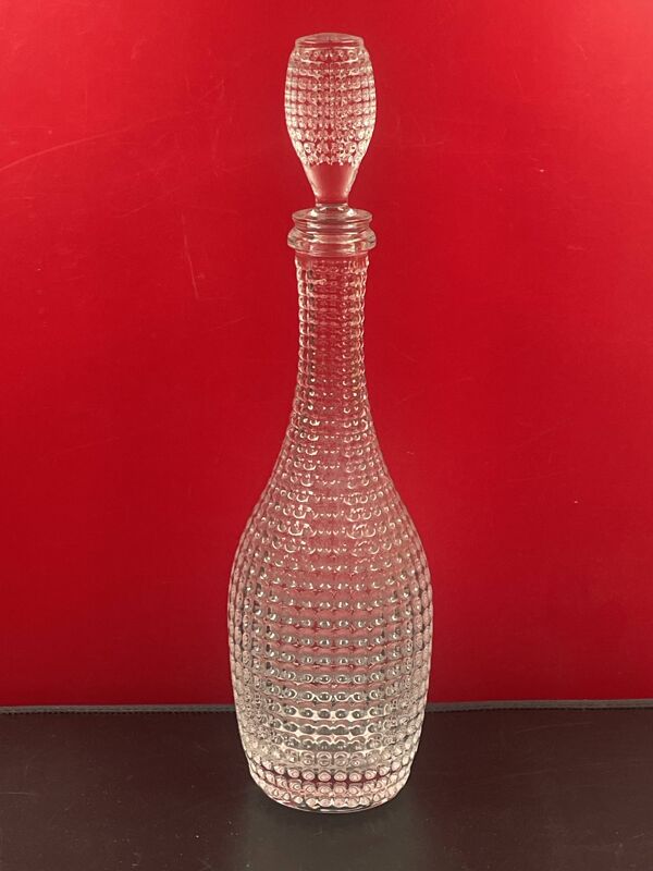 Rare carafe en cristal perlé signée Champagne Feuillatte 38 cm