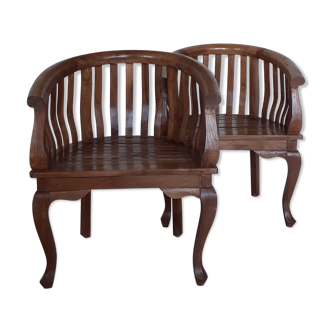 Pair of colonial style armchairs