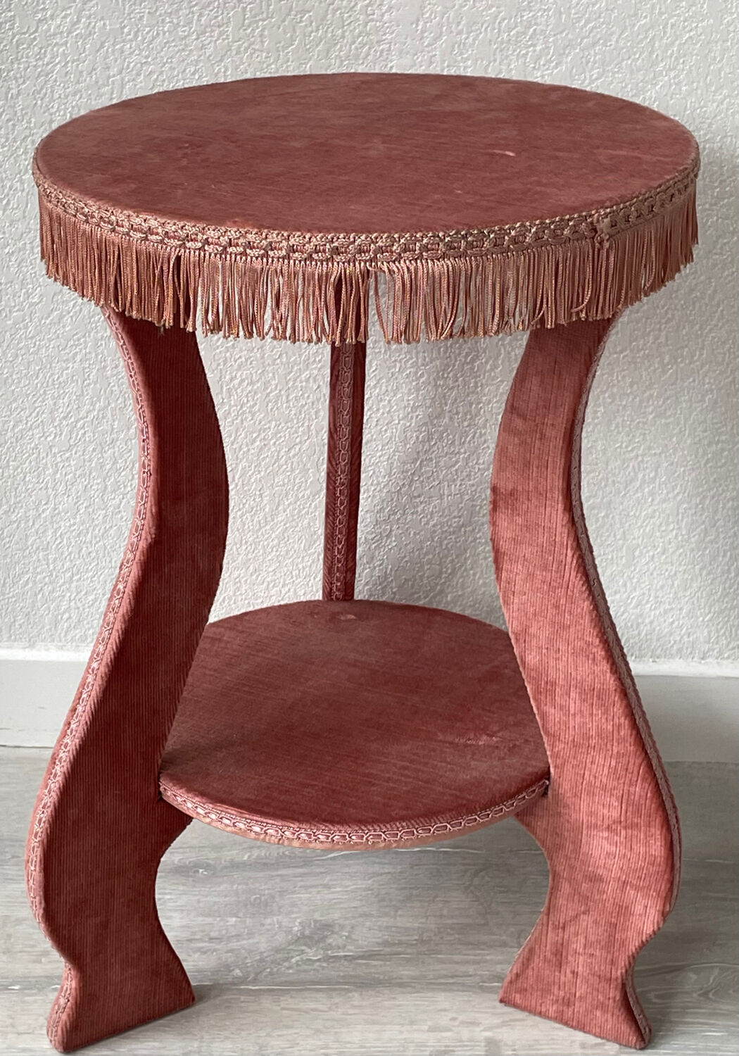 Vintage 80s velvet side table