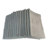 Ensemble de 12 serviettes blanches 19eme marquées « BL »