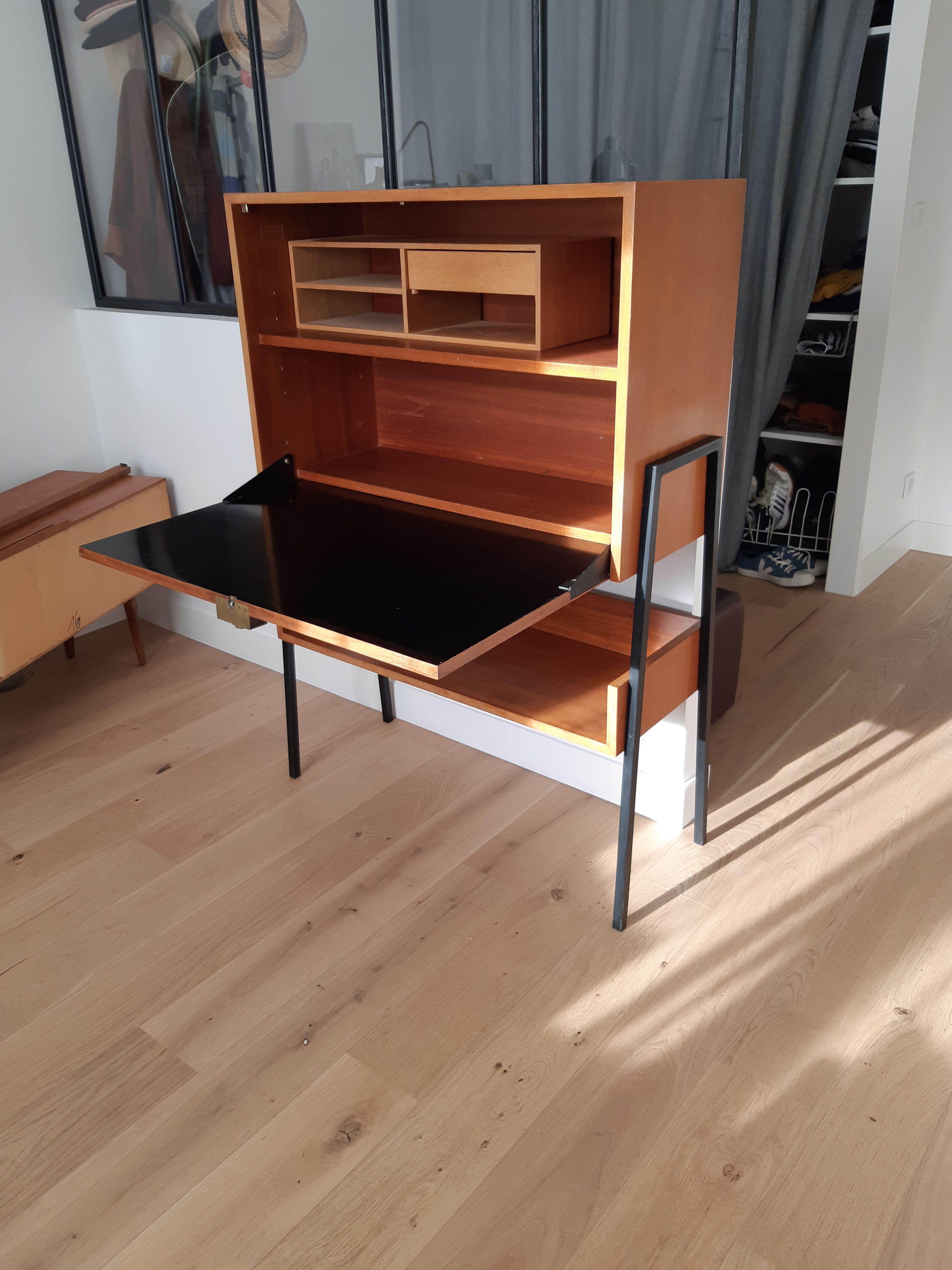 Writing desk wood and metal Jean Domps
